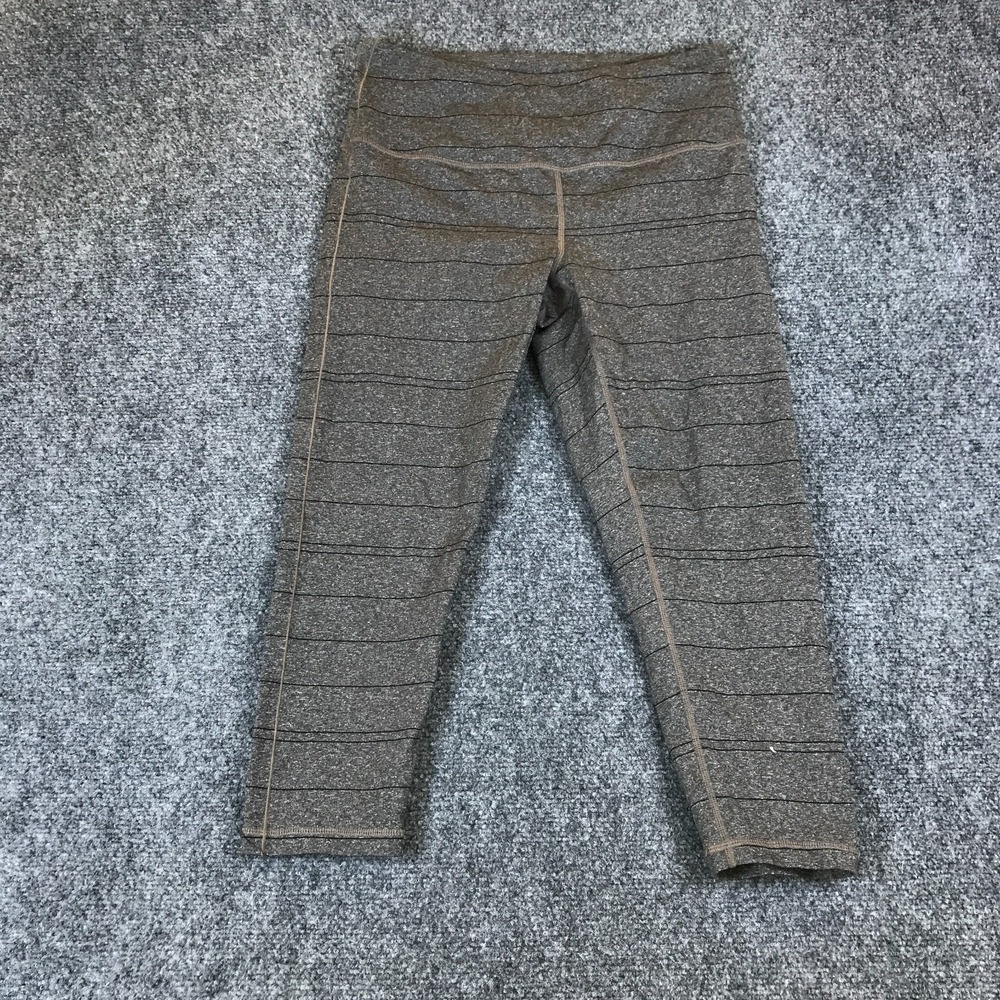 Prana Pillar Capri Legging Womens 27x19.5 Heather Gray Striped Yoga Activewear
